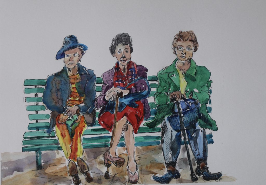 Friends sitting at Circular Quay